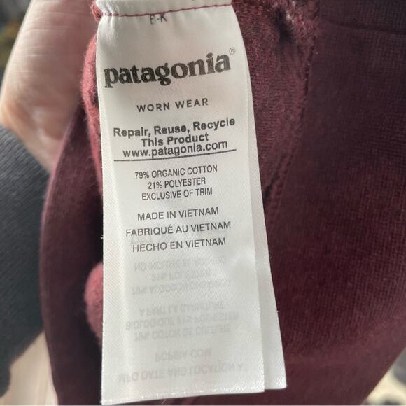 Patagonia Cotton Quilt Snap Pullover Small Red Maroon Sweatshirt Organic - Picture 3 of 8